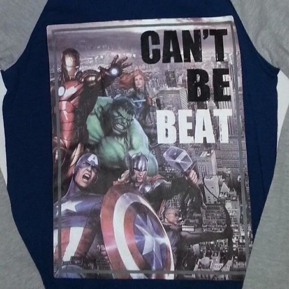 Marvel Heroes Boys Pullover Shirt With Hoodie Size 4 Blue Gray Long Sleeves